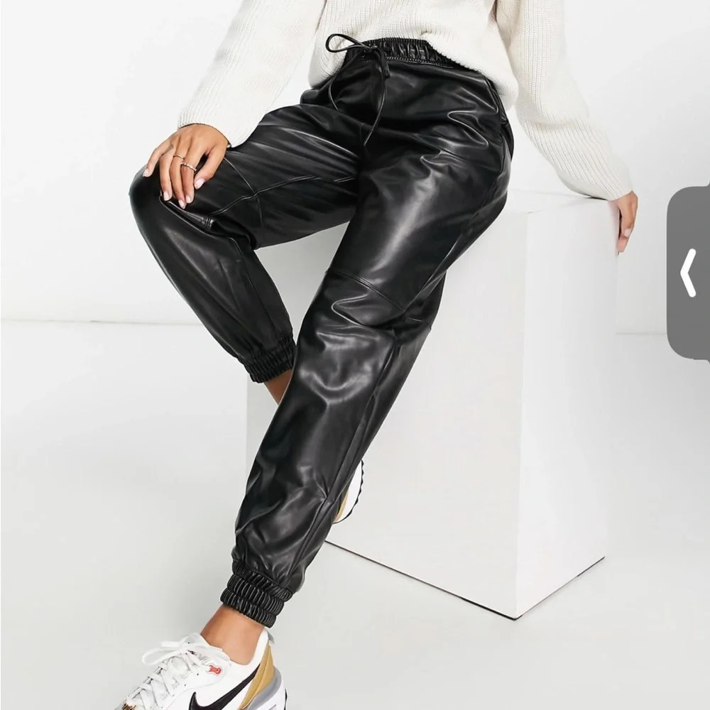 Abercrombie & Fitch Black Faux Leather Jogger Pants
